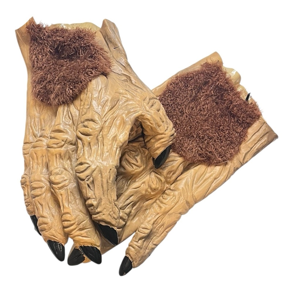 Warewolf Monster Big Foot Animal Furry Hairy Rubber Hands Adult Size Costume
